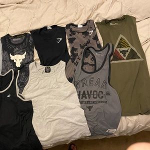 Under Armour, Hollister, Loyal Fitness, Gymshark BRO TANKS...huge lot!